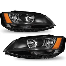 For 2011-2018 Volkswagen Jetta Black Factory Halogen Headlights Set Left + Right