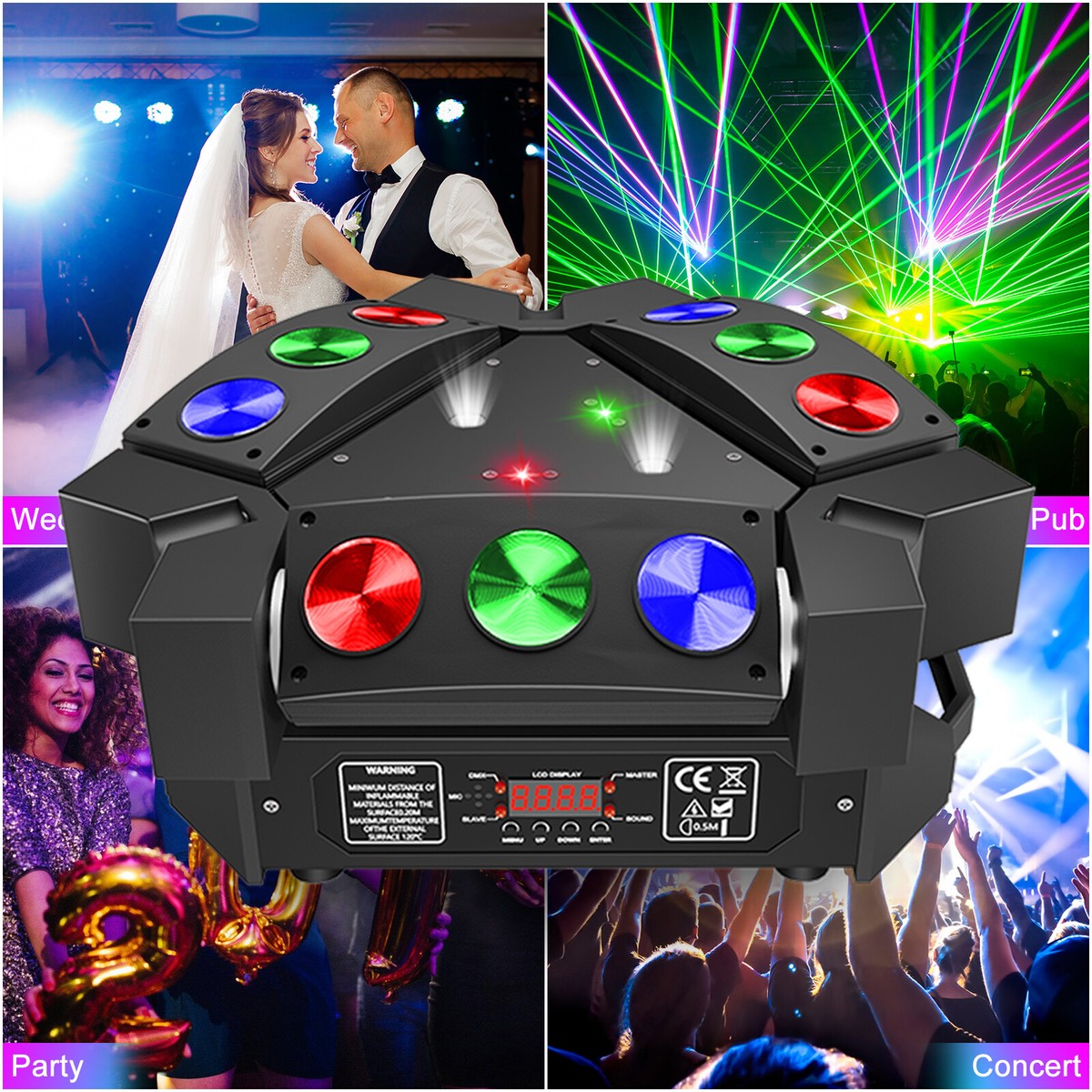 240W Spider Laser Moving Head Light RGB 9 LED DMX Stage DJ Disco