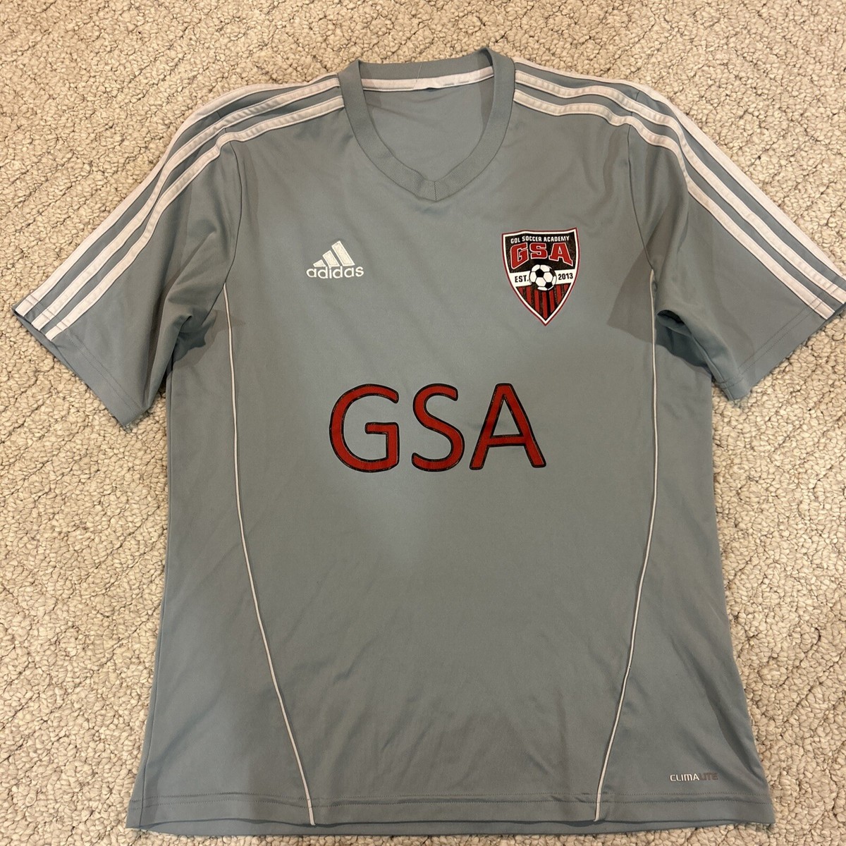 Adidas GSA Soccer Academy Size Large Gray Jersey Shirt Tee