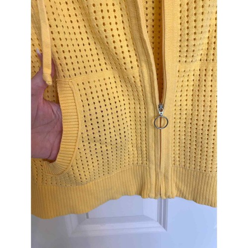 Christopher & banks bright yellow zipper down short sleave sweater size large - Picture 4 of 11