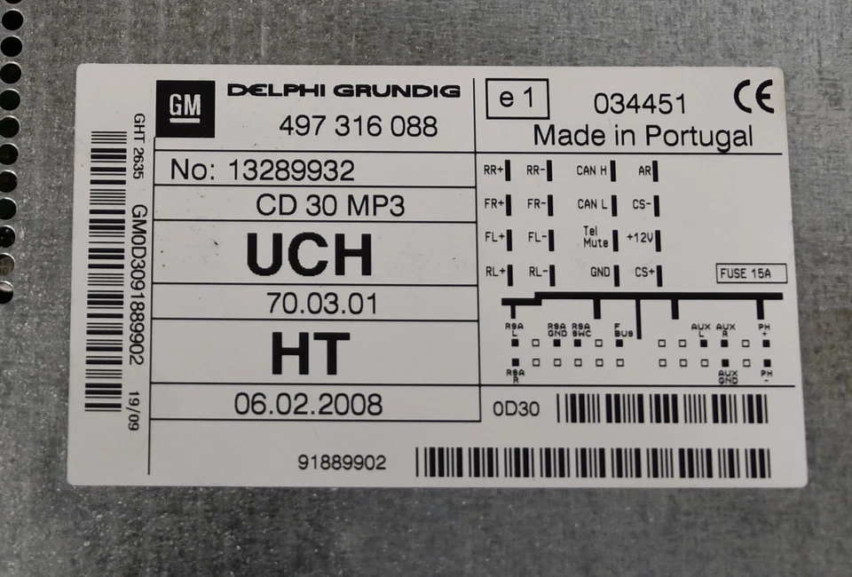 Autoradio CD-Radio  CD 30 13289932 nicht entheirat Zafira B Original Delphi - Bild 3 von 4