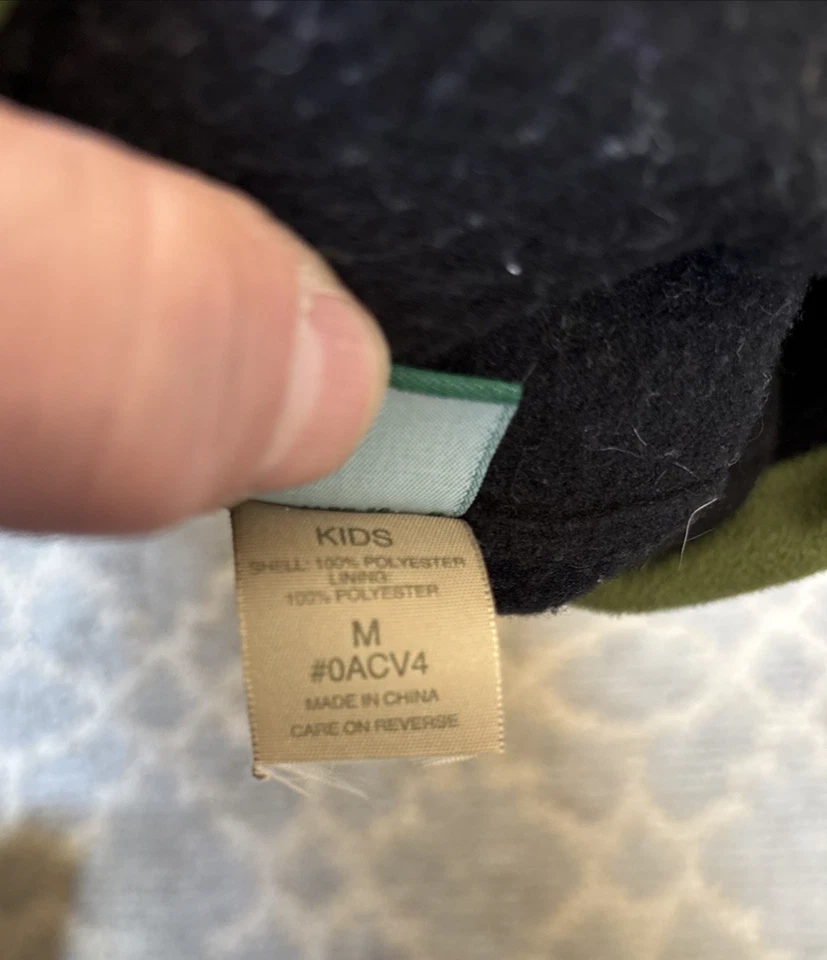 LL Bean Flame Pattern Gorro Polar Gorra Verde/Negro Niños Mediano Foto 4 de 4