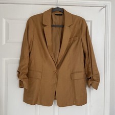elie tahari linen blend blazer 345 Tawny size 8 NWT ETR31127