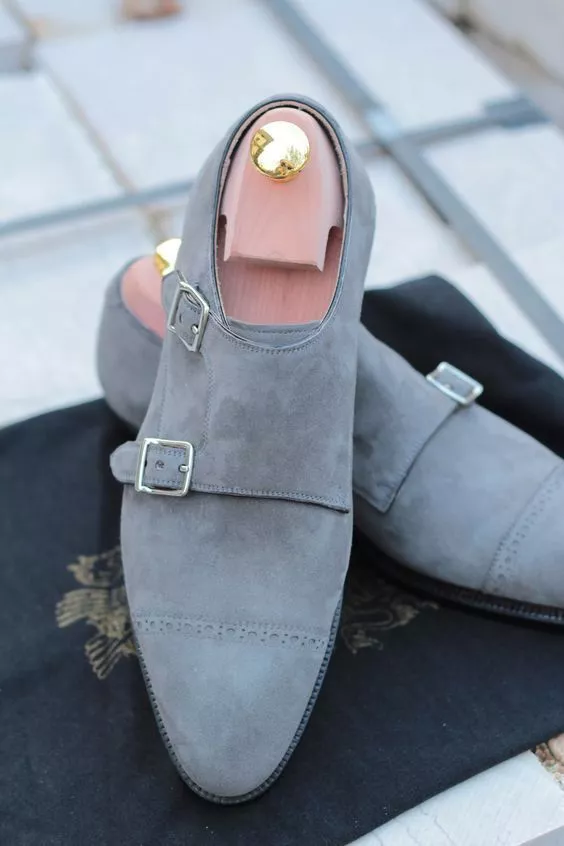 Grey monk strap best sale shoes