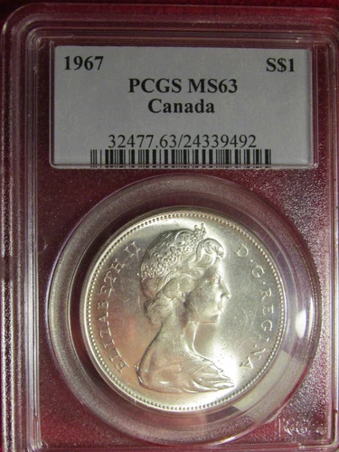 1967 CANADA SILVER DOLLAR...PCGS MS-63...SHINY & WHITE