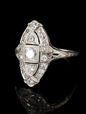 1 CTTW White Round Cut CZ Antique Style Vintage Art Deco Wedding 925 Silver Ring