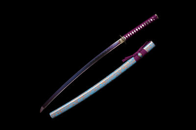Purple Blade Katana Battle Ready Japanese Samurai Full Tang Sharp
