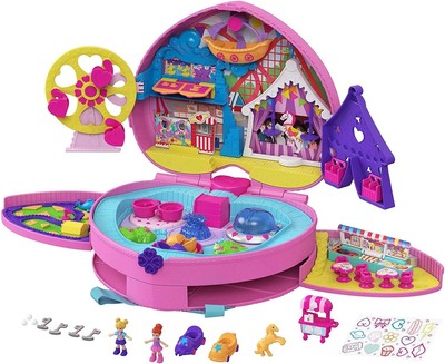 Polly Pocket GKL60 Klein Freizeitpark Rucksack 2 Puppen Eiswagen Fahrgeschäften