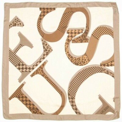 Foulard GUESS En Soie – Multicolore Géométrique (Occasion Bon État)