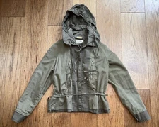 Maison Martin Margiela MM6 Olive Green Zip Jacket Sz 44 Packable Hood 6 Short