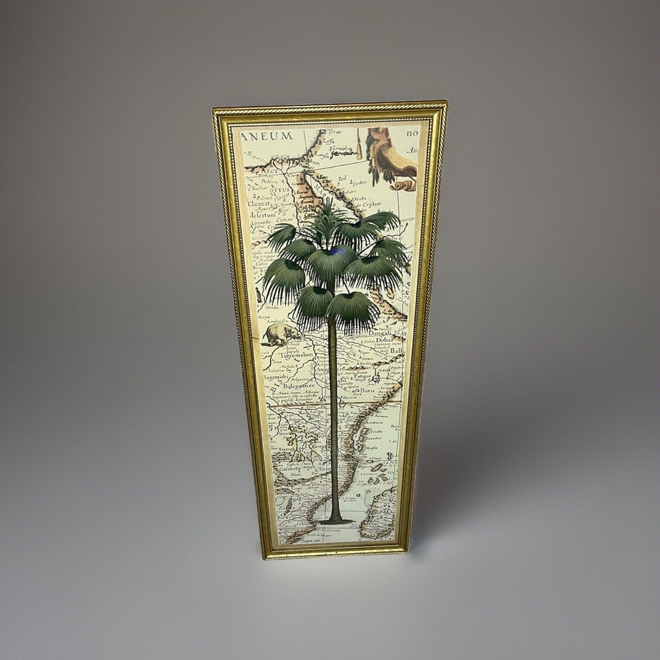 Vintage Gold Framed Palm Tree Over Old African Map Wall Art 30"x14" eBay