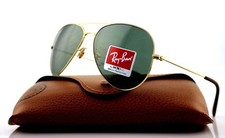 Ray-Ban Gold Metal Green Classic Aviator 58 mm Sunglasses RB3558 001/71 58 NEW