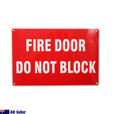 Warning Fire Door Sign Do Not Block Sign 200x300mm Metal EMERGENCY ...