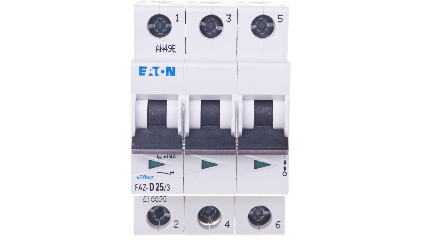 Miniature circuit breaker 3P D 25A 15kA AC FAZ D25 / 3 278898 /T2UK