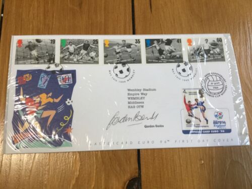 1996 "Euro 96 Benham FDC Signed by Gordon Banks 30th Anniversary World Cup 1966 - Afbeelding 1 van 1