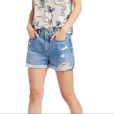 NWT Frame Denim Le Beau Short Cuff In Elsey Rips Size: 25