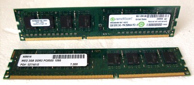 Rendition 2X 2GB DDR3-240-Pin 256MX64 PC3 RM25664BA1339.8FD RAM (2 sticks)