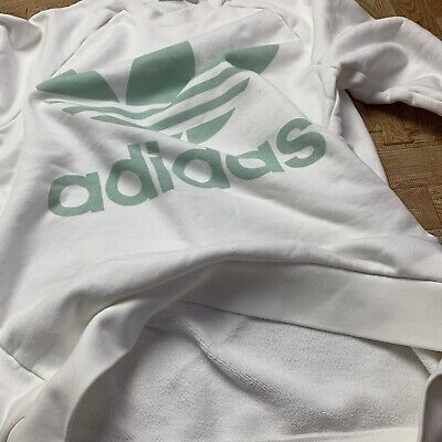 adidas Originals Adicolor Classics Trefoil Small Crewneck Sweatshirt White/Green  | eBay