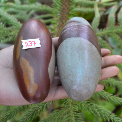 Shiva Lingam stone from India - Narmada River - Palm size Shiva Lingam-2 pcs Lot