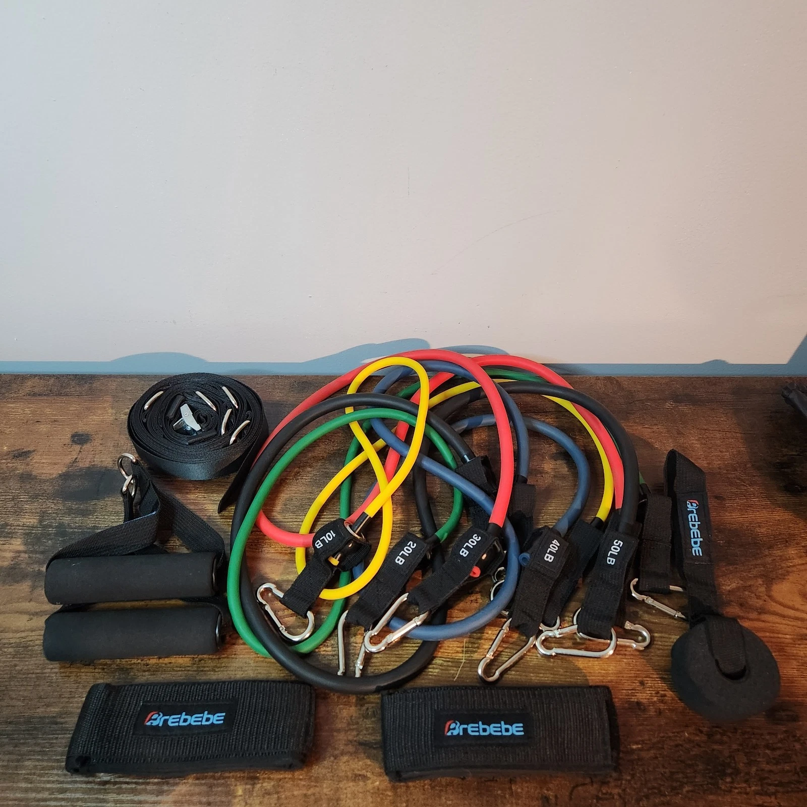 Brebebe Door Anchor Strap & Resistance Bands Set – Home Workout Training System
