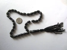 Vintage Arabic Tasbih Misbaha Prayer Beads  33 Black Silver accents