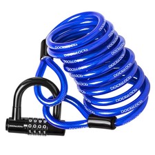 Coiled Security Cable Lock Set 5' to 25' with U-Lock, 20ft  Anti-Theft Pro...