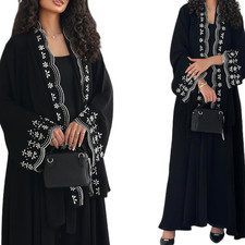 Modest Muslim Women Party Gown Dubai Embroidery Abaya Cardigan Kimono Kaftan