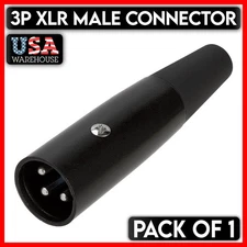 XLR Male Connector DMX 3 PIN 3P Microphone Plug MIC Speaker Audio Adapter Black