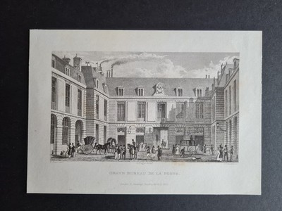Antique (1829) print - Grand Bureau de la Poste - Paris - F. Nash