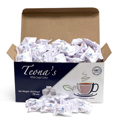 Teona S 152 White Sugar Cubes - Individually Wrapped 1 LB Box | 100% Beet Root -