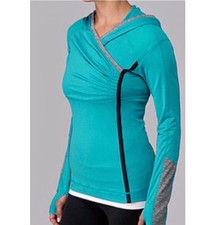 Lululemon Athletica Run For Your Life Teal Gray Pullover Hoodie Women's Size 12