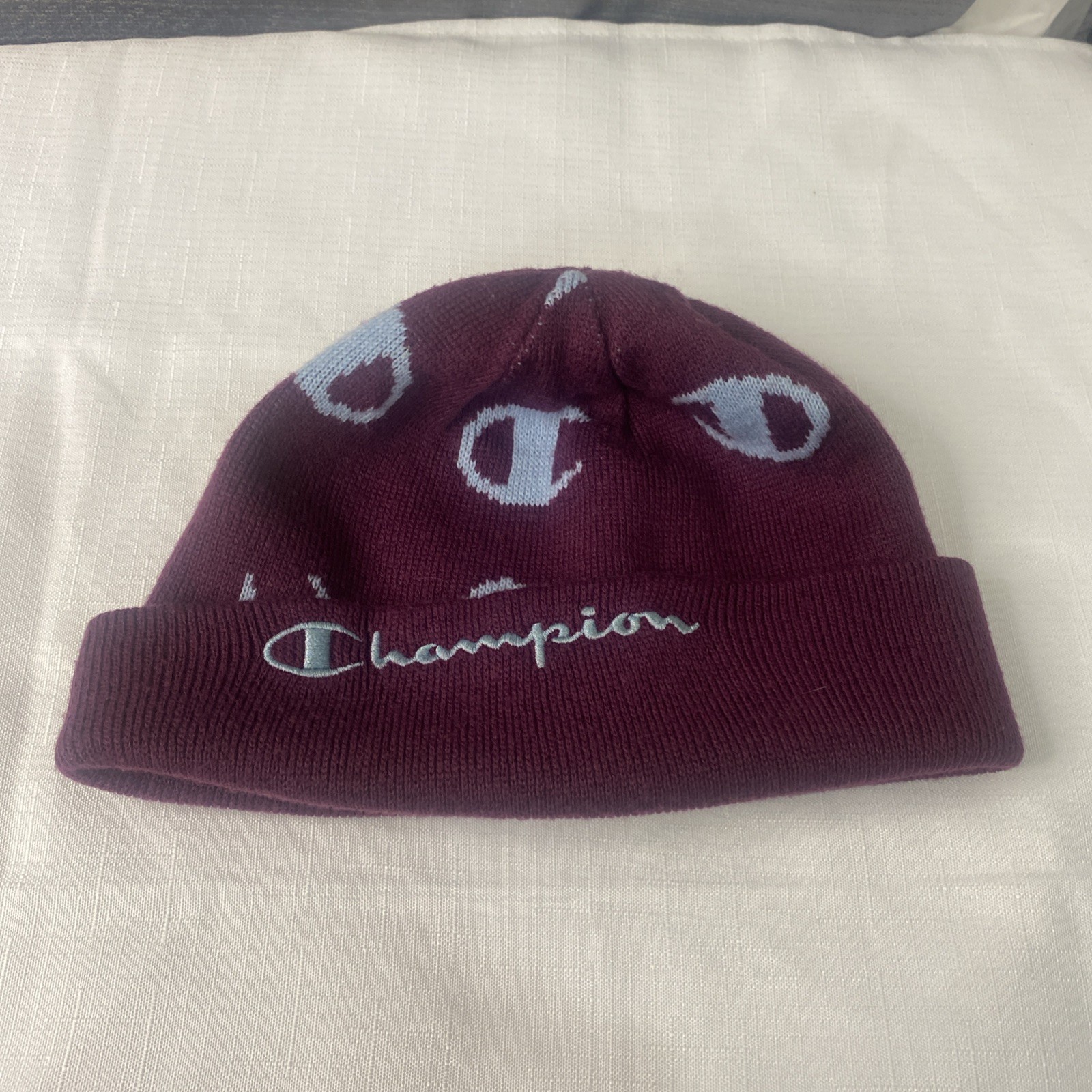 Men and Women Unisex Champion Scripted Logo Beanie Hat Mauve Cold Gear