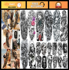 20 Sheets Religious Temporary Tattoos - Jesus, Cross, Virgin Mary, Arm Sleeve, B