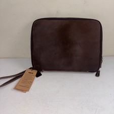 LANNSYNE Full Grain Leather Electronic Organizer Accessory Travel Tech Pouch NEW