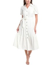 T Tahari Tiered Shirtdress Women's White 2