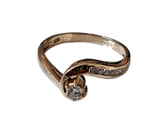 9ct Yellow Gold KNOT ring CROSS OVER DIAMOND N1/2 MEDIUM Solitaire Hallmarked