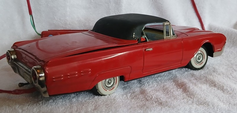 VINTAGE 1963 FORD THUNDERBIRD CRAGSTAN JAPAN TIN TOY BATTERY OPERATED