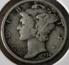 1934 P MERCURY 10c DIME 90% Silver American Coin #16