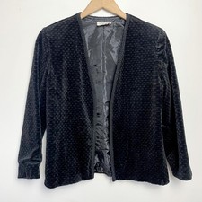 Vintage 80s 90s Black Velvet Jacket Cardigan S/M Union Tag Whimsigoth Edwardian