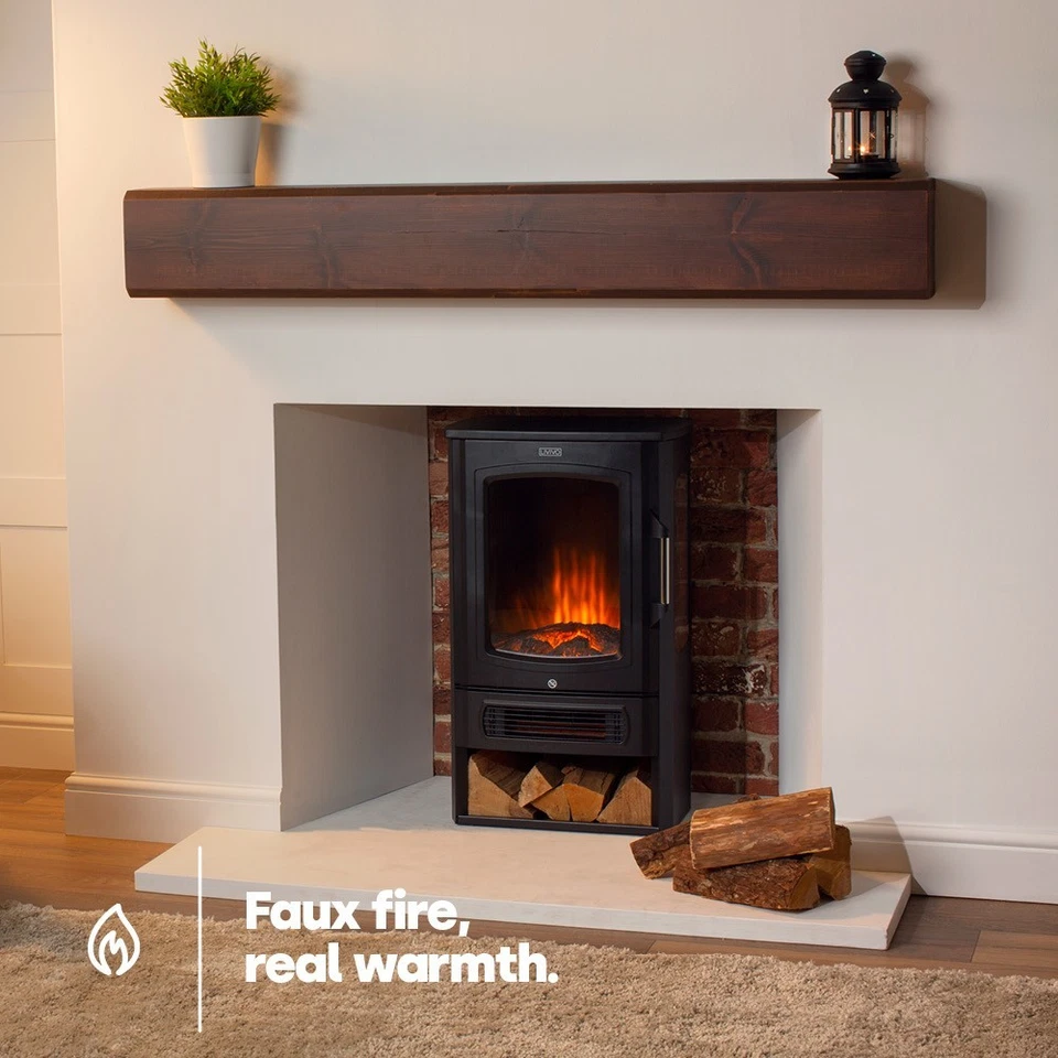 LIVIVO Electric Stove Heater Fireplace with Log Effect and Thermostat Control - Image 2 of 4