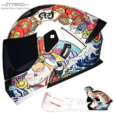 ZYYWOO Modular Motorcycle Helmet DOT Approved Flip Up Dual Visor Full Face-008