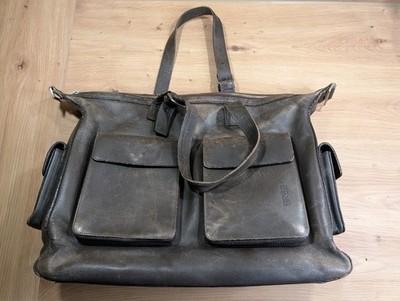 BREE Schultertasche Umhängetasche Leder Dunkel viele Details