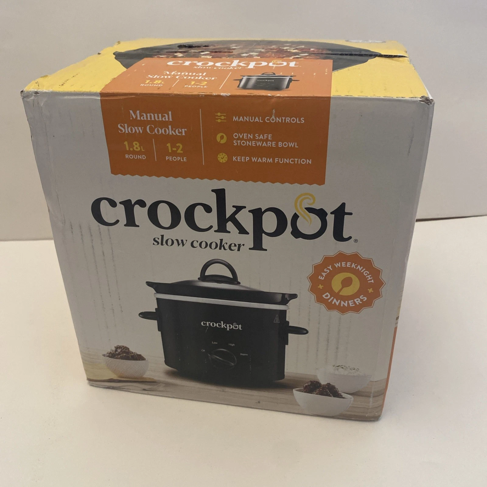 Crockpot Slow Cooker - Removable Easy-Clean Ceramic Bowl - 1.8 L Small CSC080