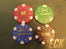 Set of 4 different Las Vegas Nevada poker chips tokens souvenir 5, 25, 50, 100