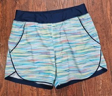 Lands End Womens Swim Shorts Blues Pinks Yellow Polyester Spandex 14