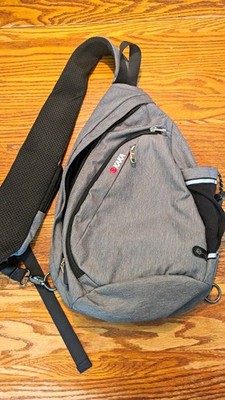 KAKA RFIDGray/Sling Bag Crossbody Backpack Daypack , USB Port, Adjustable Strap
