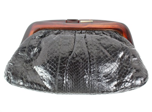 Vintage Black Ruth Saltz Reghi Snake Skin Purse, Clutch, Made in Italy