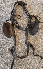 Antique Leather Plow Horse Bridle Headstall with Blinders