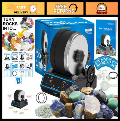 Professional Rock Tumbler Kit - 3.6LB, 3 Speed Settings, Digital Timer, Gemstone