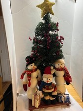 33" Standing 3 Snowman With Christmas Presents and Tree Floor Decor